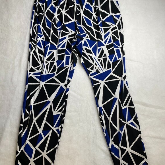 Ashley Stewart Womens Black & Blue High Rise Geometric Print Leggings Size 26/28 - Picture 1 of 10